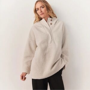THE WHITE COMPANY LOUNGE OVERSIZED PULLOVER SHERPA SIDE ZIP JACKET COAT XL